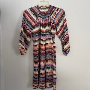 Tucker Silk Western Aztec Printed Button Down Dress size small